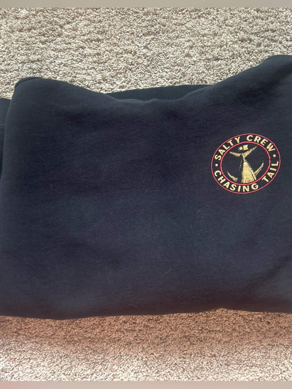 Salty Crew Black Crewneck Sweatshirt with Chasing Tail Logo